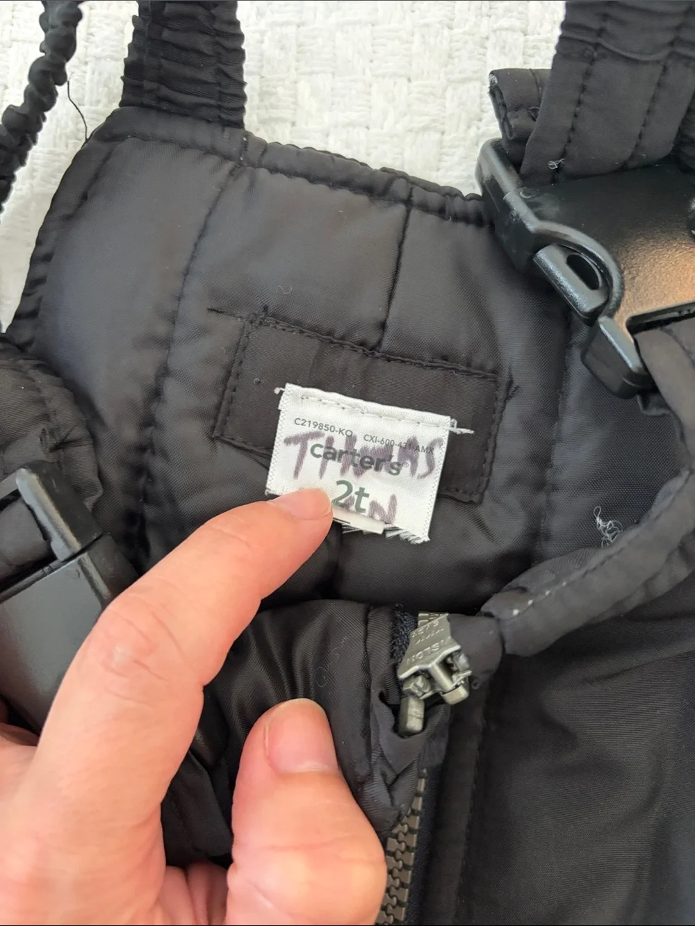 2T Carter's Black Insulated Snow Overalls